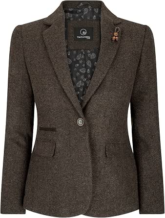 Women’s Tweed Herringbone Wool Blazer and Waistcoat Set