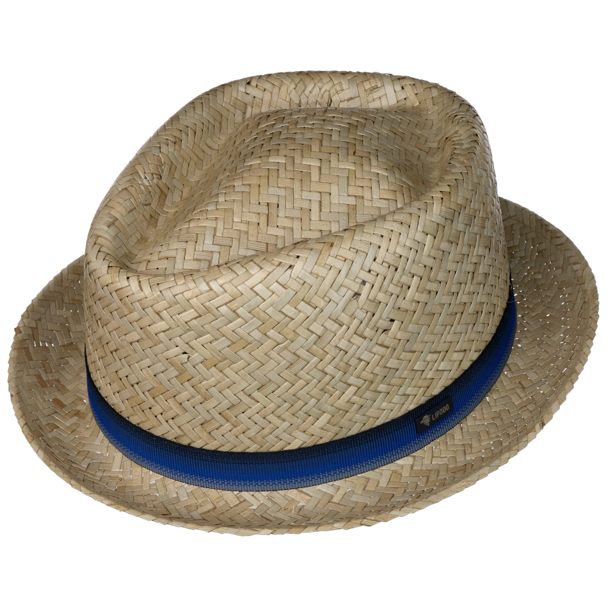 Lipodo Diamond Crown Strohhut Porkpie Made in Italy Damen Herren Frühling Sommer