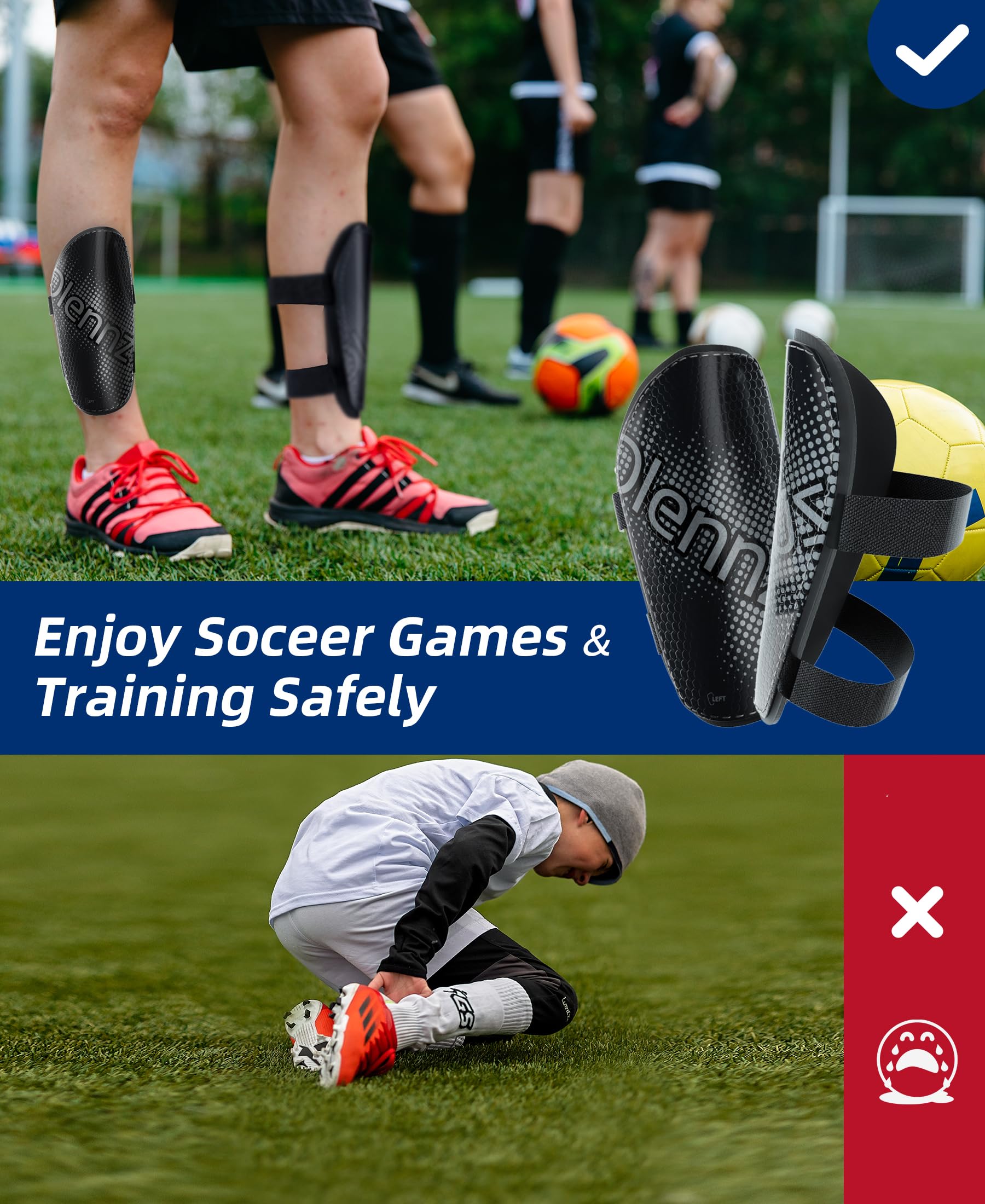 RAYSHARP Parastinchi da calcio per ragazzi, comodi e resistenti, con cinghie regolabili, per ragazzi, ragazze, adolescenti e adulti