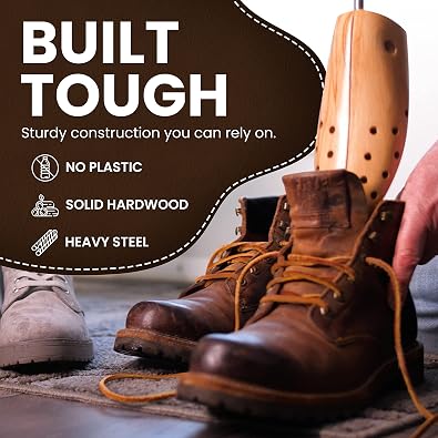 HOUNDSBAY Boot Stretchers Plastic & Wooden - Adjustable Boot Widener Expander Boot Tree for Men and Women