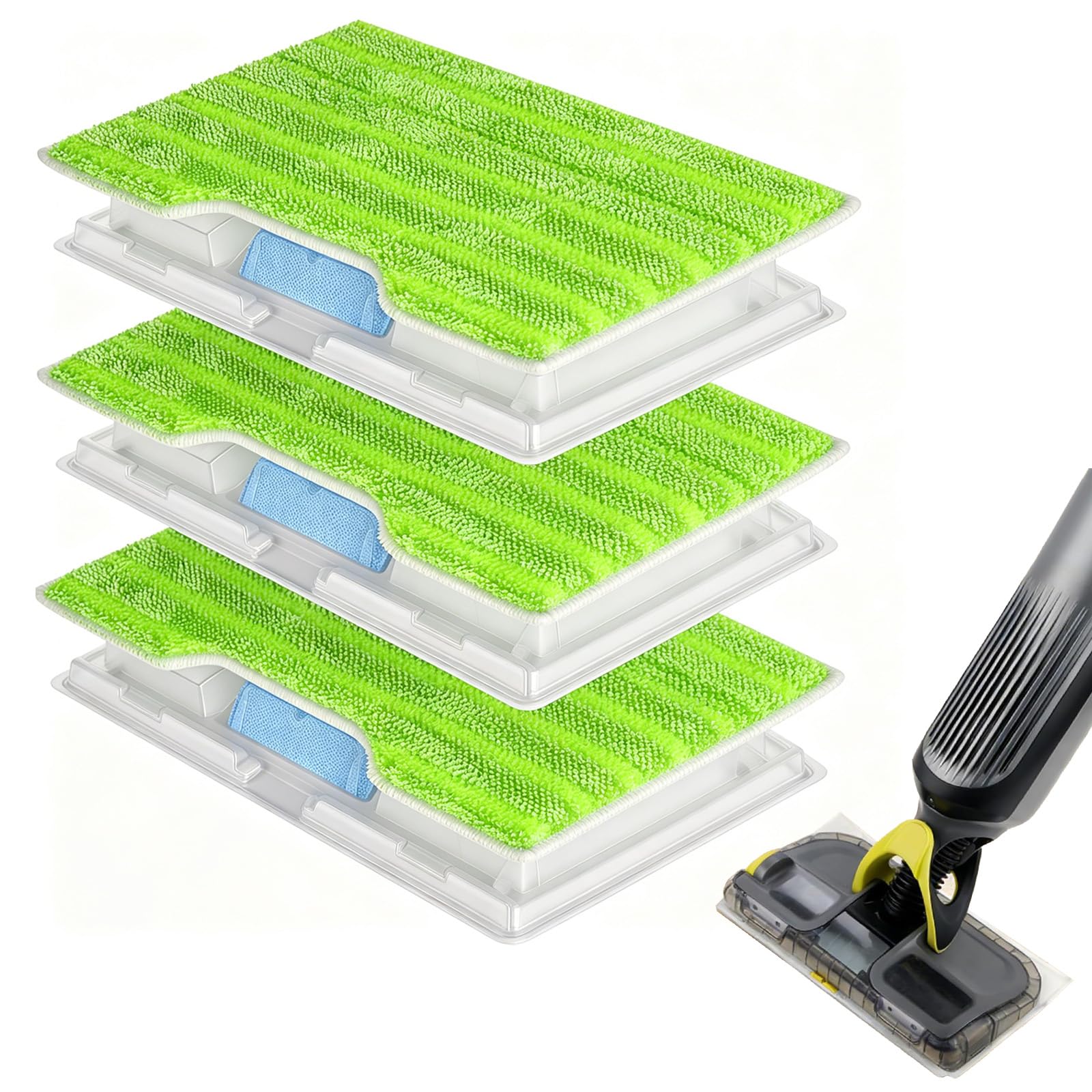 Thhiit Green 3 Pack Reusable Mop Pads For Shark Vacmop Vacuum Set With Dirt Chambers, Washable Replacement Mop Pads Refill