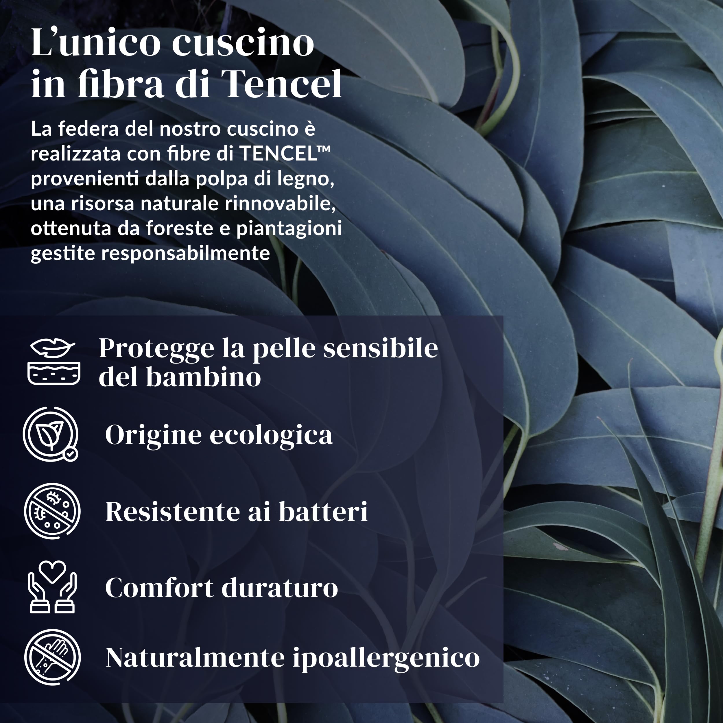 Ferò Cuscino Lettino Bambino 60x40x6 in TENCEL Ipoallergenico – Cuscino bambino 2 anni in su - Comfort e Sicurezza per il Sonno Tranquillo – Morbido e Traspirante Memory Foam Naturale OEKO-TEX