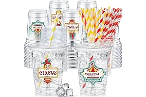 50 Pieces Carnival Party Plastic Cups (Disposable 12 Oz)