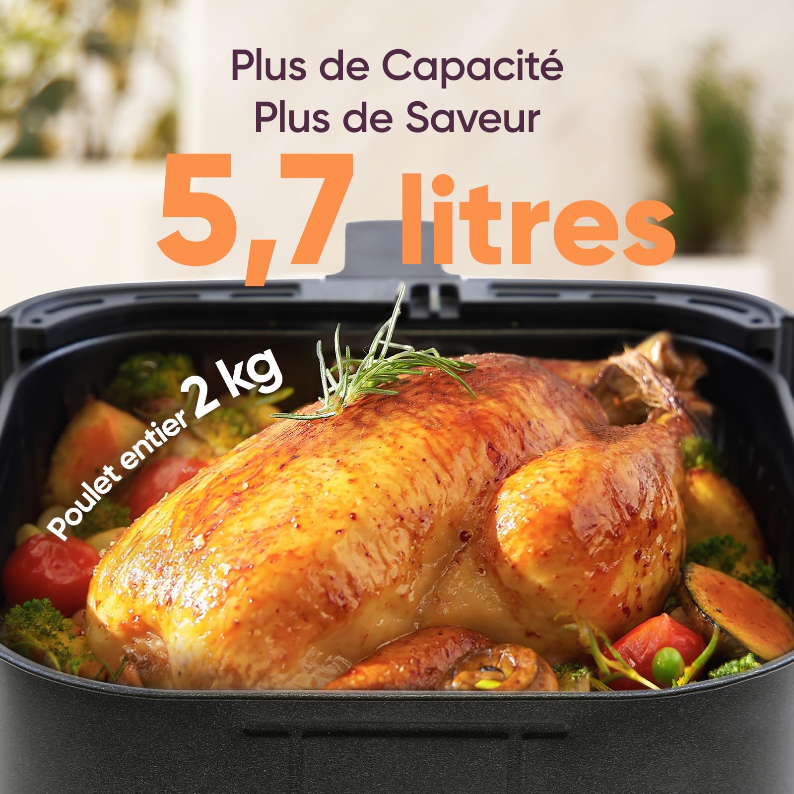 Cosori Air Fryer 5,7 L 13 modes de cuisson 85% de graisse en moins | Jusqu'à 55% d'Énergie en Moins, Cuisson Rapide 70–205 °C, Cuisson Facile avec 40+Recettes