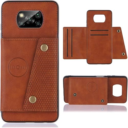 Elubugod Funda para Xiaomi Poco X3 NFC, con ranura para tarjetas para Xiaomi Poco X3  Poco X3 Pro M2102J20SG MZB07Z0IN M2007J20CG Funda marrón