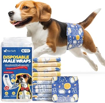 Pet Soft Dog Diapers Male,50 Ct Disposable Male Dog Wraps, Super Absorbent Doggie Belly Band with Wetness Indicator, Leak-Proof Puppy Pampers for Puppy Training, Incontinence, Small