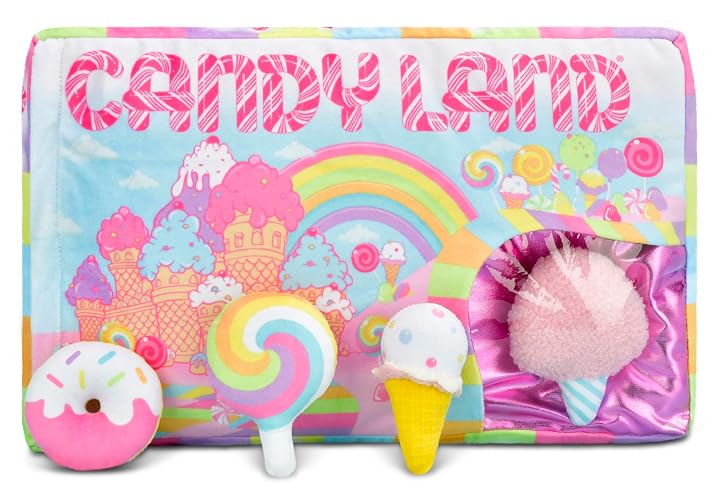 iscream Candy Land Board Game 17.5" x 11.5" Pillow Set with 4 Plushie Game Pieces - Candy Land Game Plush