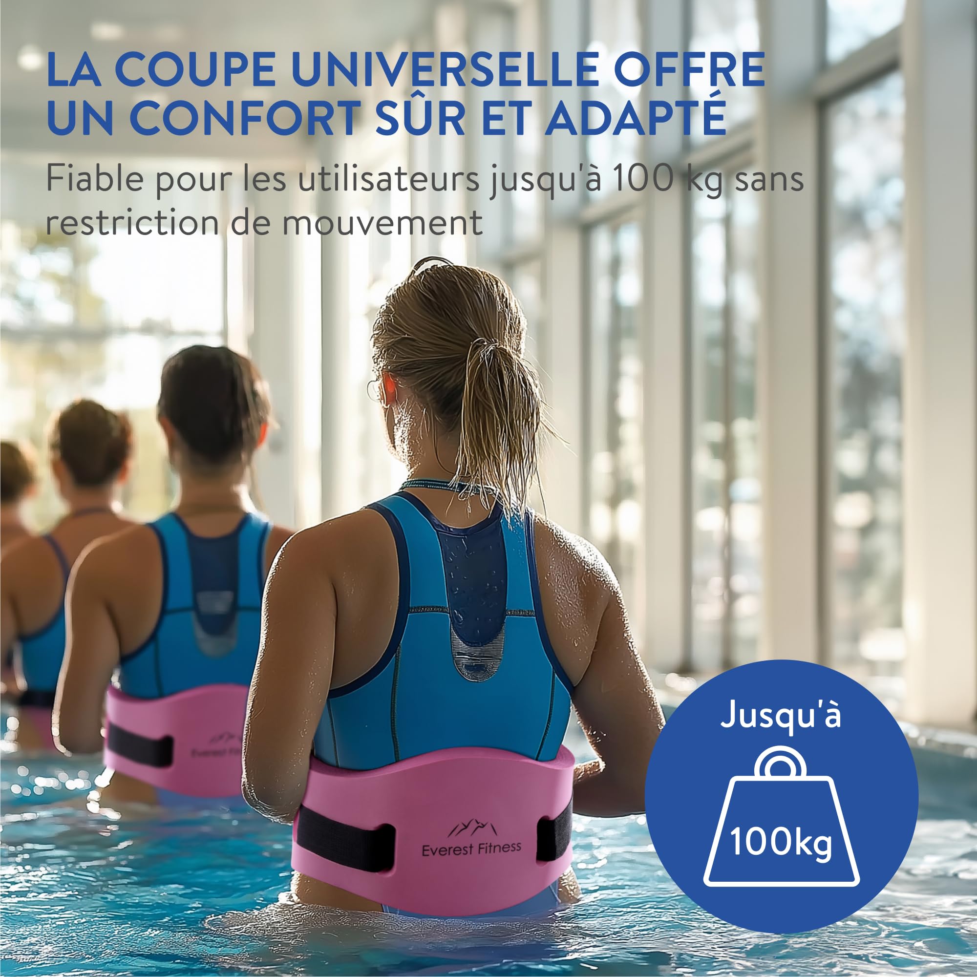Ceinture de Natation pour Le Fitness et la Gymnastique Aquatiques - Ceinture de Natation jusqu'à 100 kg pour Adultes - Ceinture de Fitness Aquatique réglable