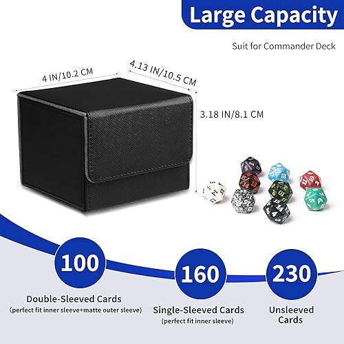 Miniatura 3 de Zettokete MTG - Caja de almacenamiento de tarjetas coleccionables de tamaño estándar, se adapta a más de 80 tarjetas de doble manga, funda de cuero