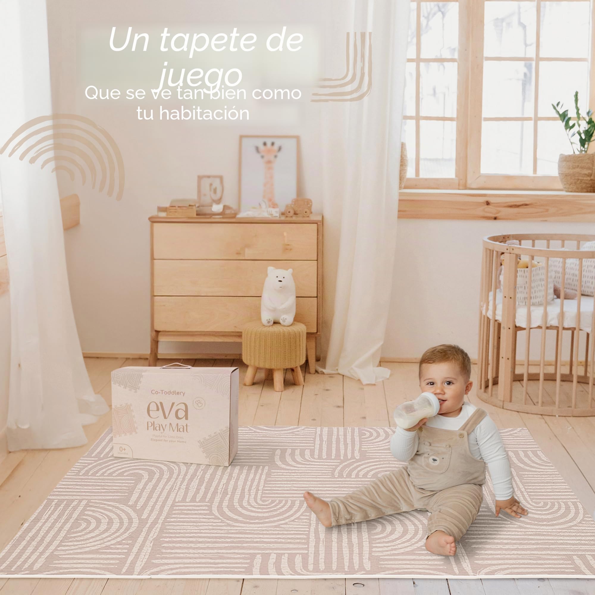 Alfombra Bebe 170x122 cm – Alfombra Infantil acolchada y antideslizante de EVA, Colchoneta Bebe Suelo decorativa y fácil de limpiar, Tapete Actividades Bebe seguro para tiempo boca abajo | Co-Toddlery