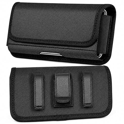 Veemok Phone Holster for Men – 6.8'' Nylon Belt Clip Pouch with Card Holder | Mobile Purse Holster Case for All Phones – Large Capacity, Durable & Lightweight (Black, XXL)