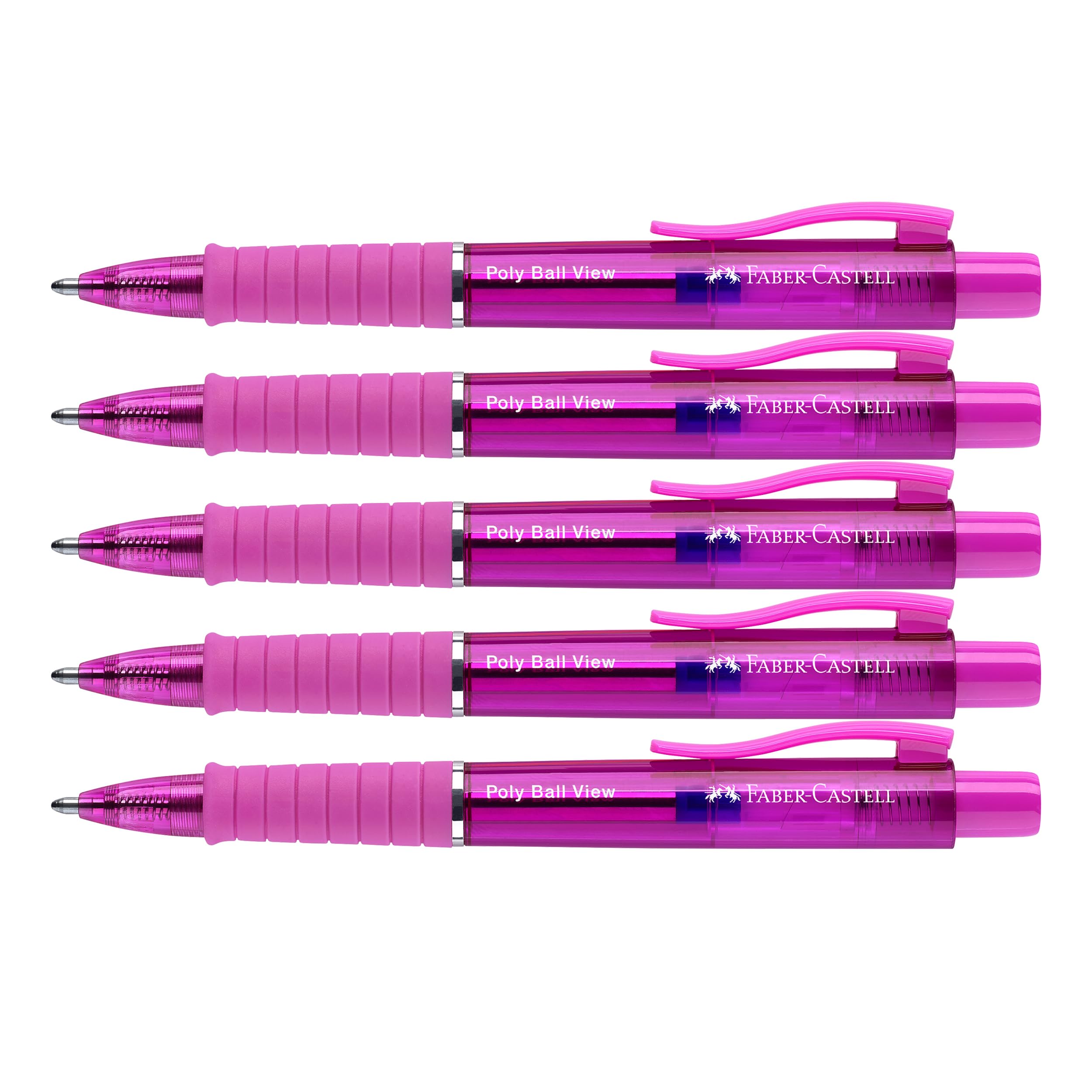 Faber-Castell - Kugelschreiber Poly Ball View Electric Fuchsia, 5 Stück