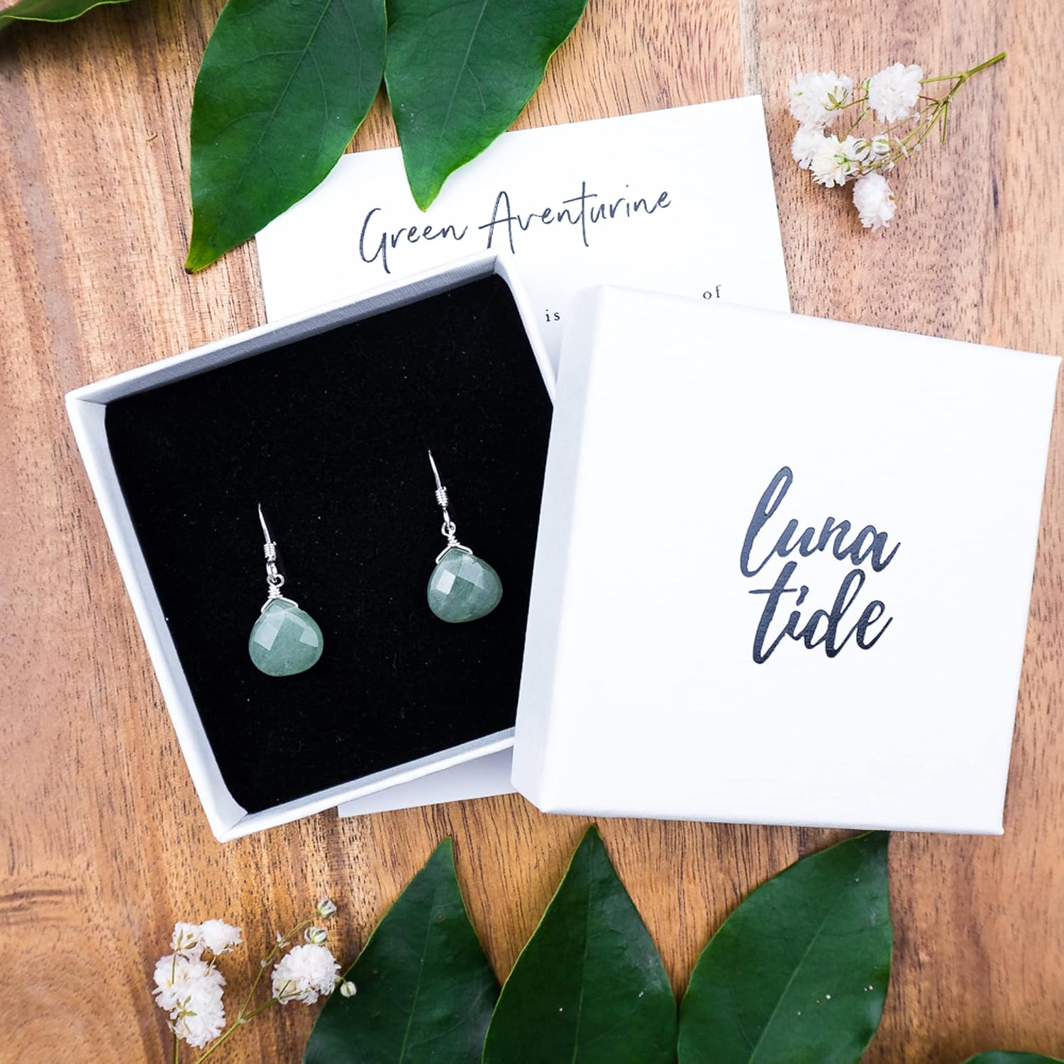 Aventurine Teardrop Earrings in Sterling Silver