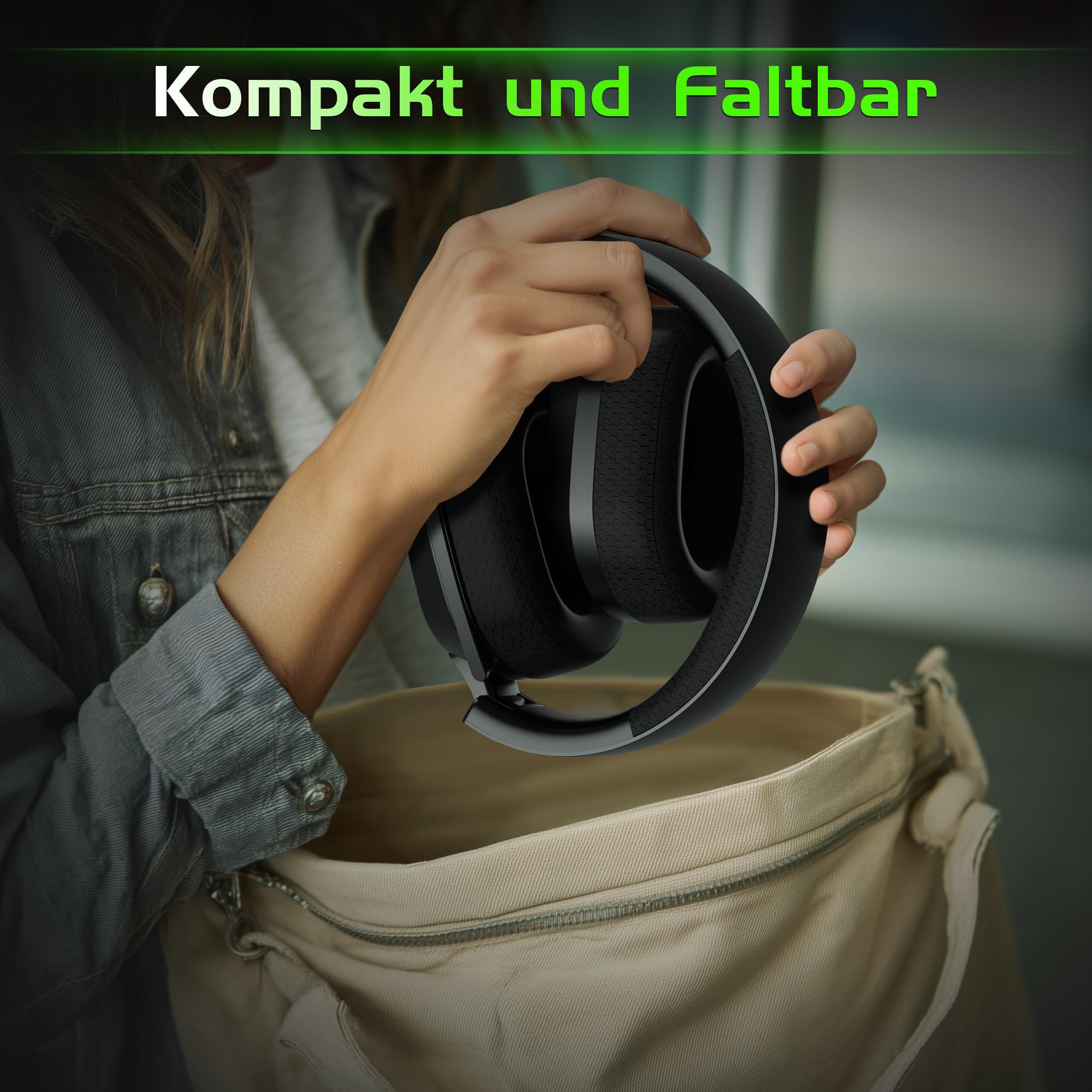 Gvyugke Wireless Gaming Headset für Xbox Series X|S/One, PS5, PS4, PC, Switch, Mac, 2.4GHz & Bluetooth 5.4 Kabelloses & 3.5 mm Kopfhörer mit Noise-Cancelling Mikrofon, Flip-to-Mute Funktion