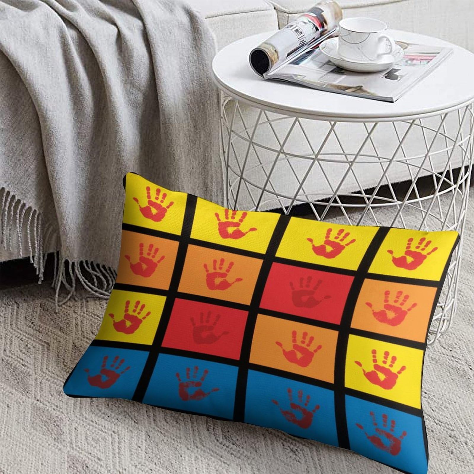 FodPand Decorative Throw Pillow Covers 8x12 Short Plush Handprints Body Pillowcase Cushion Cases with Invisible Zipper Rectangle Lumbar Pillow Shells for Sofa Couch Chair Bed Home Decor