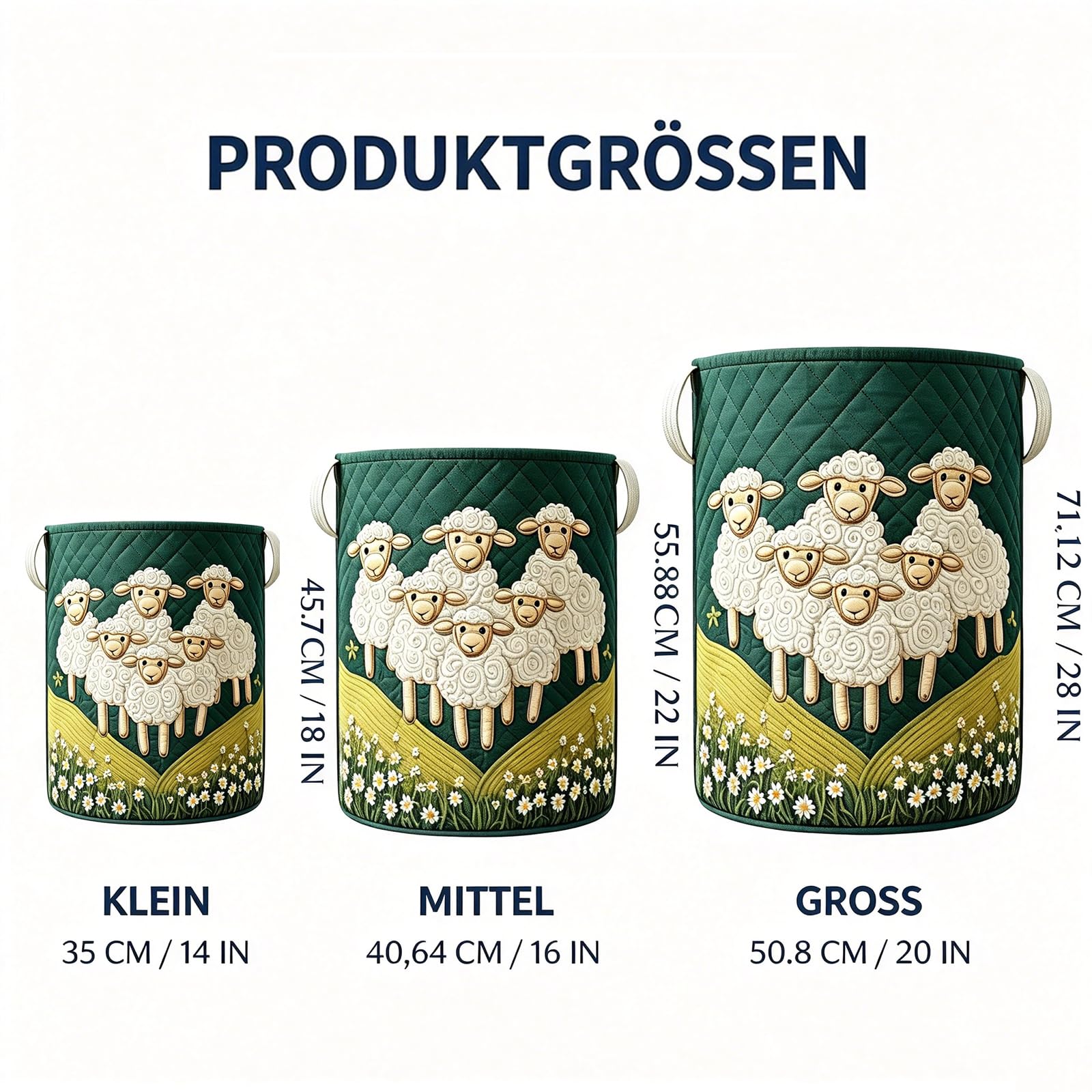Wäschekorb Schäfchenwelt, Boho Stoff-Aufbewahrungskörbe, Soft Fabric Storage Basket für Schlafzimmer, Badezimmer, Kinderzimmer (B,L)