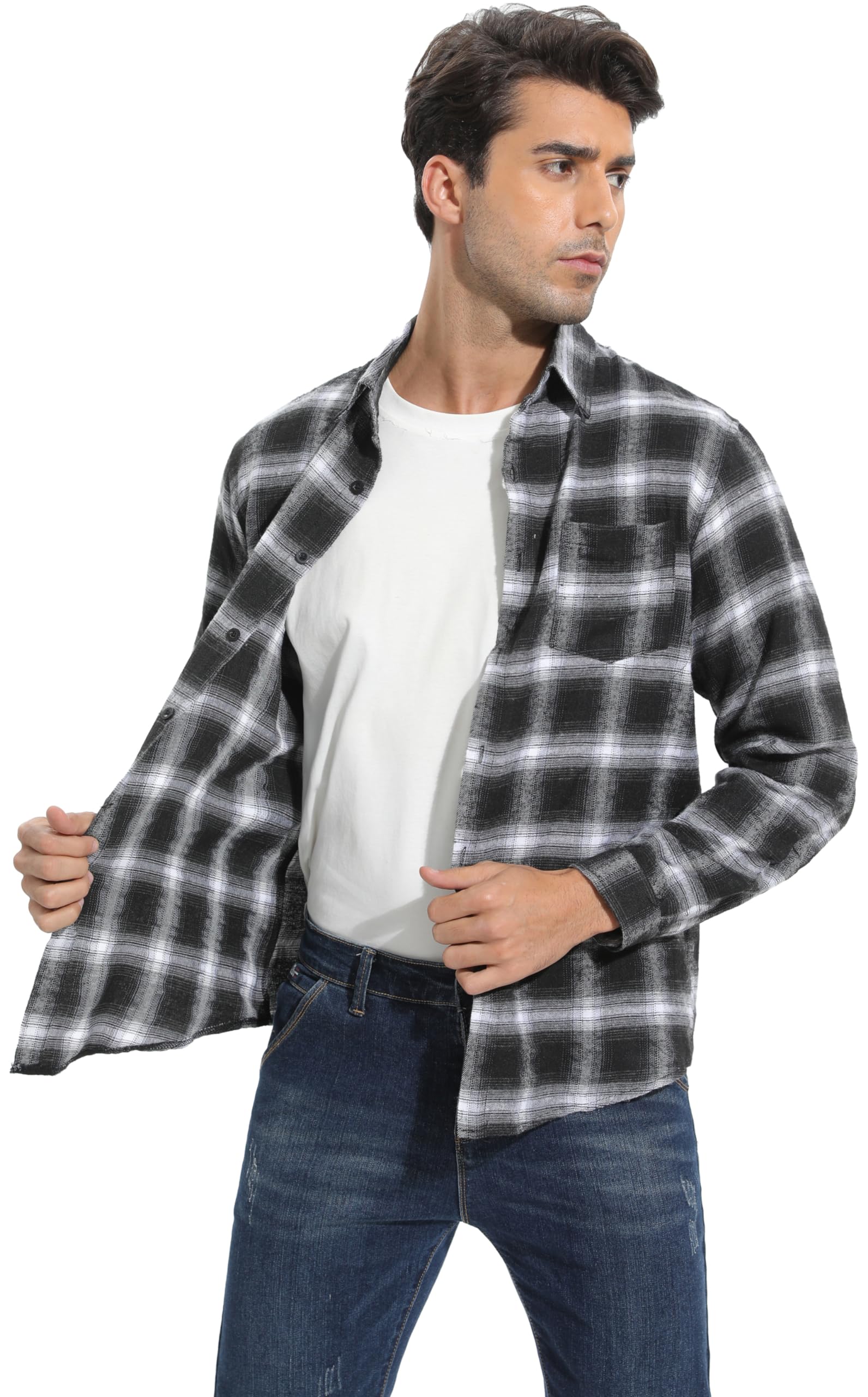 Chemisier Carreaux Coton Homme Chemise Bûcheron Western Veste à Carreaux en Flanelle T Shirt Manches Longues Casual Décontractée Classique Retro Ecossaise Gilet Blouse S-XXXL