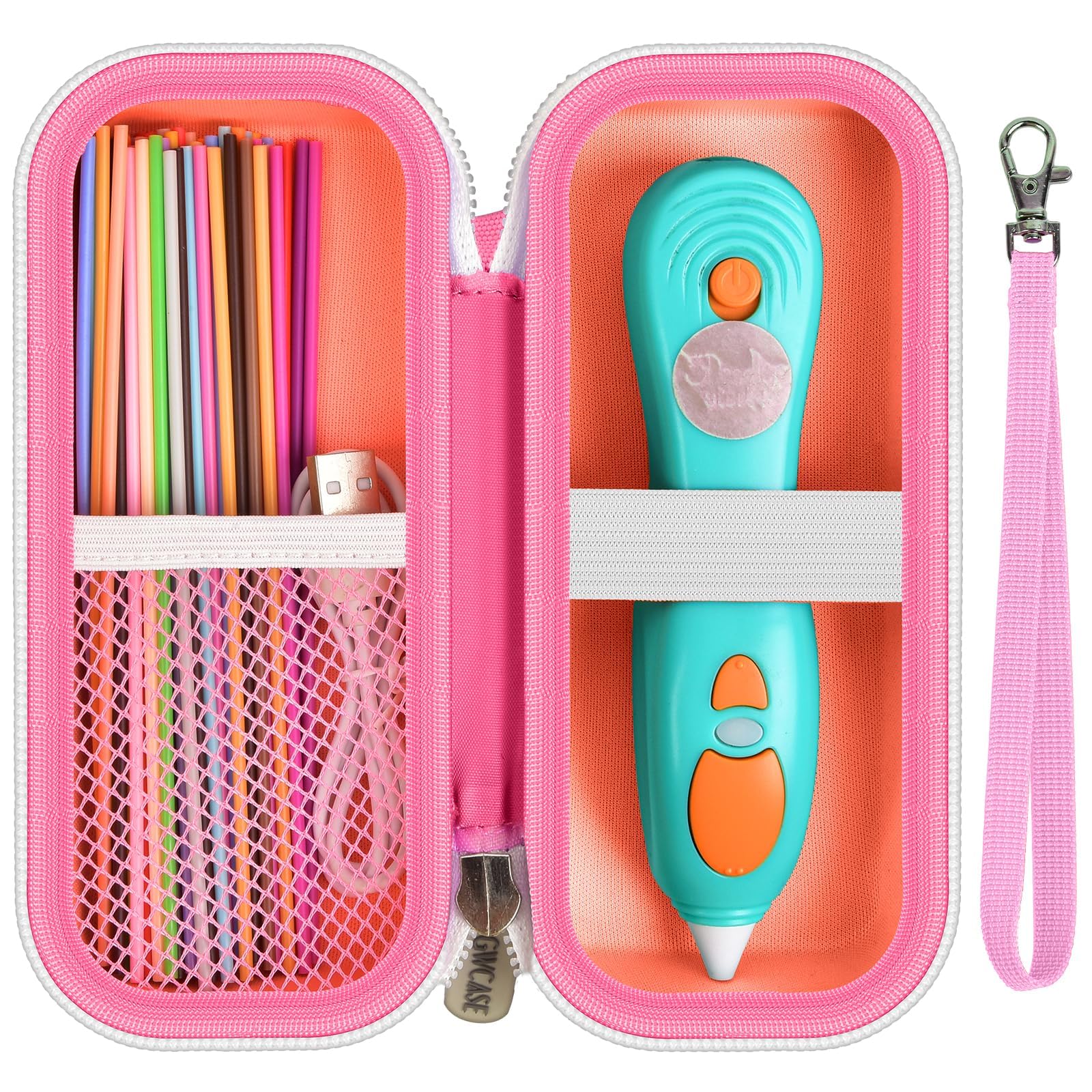 GWCASE Case Compatible with 3Doodler Start+ Essentials 3D Printing Pen for Kids, Travel Organizer Carryer for Filament Refill Packs, Micro-USB Charger