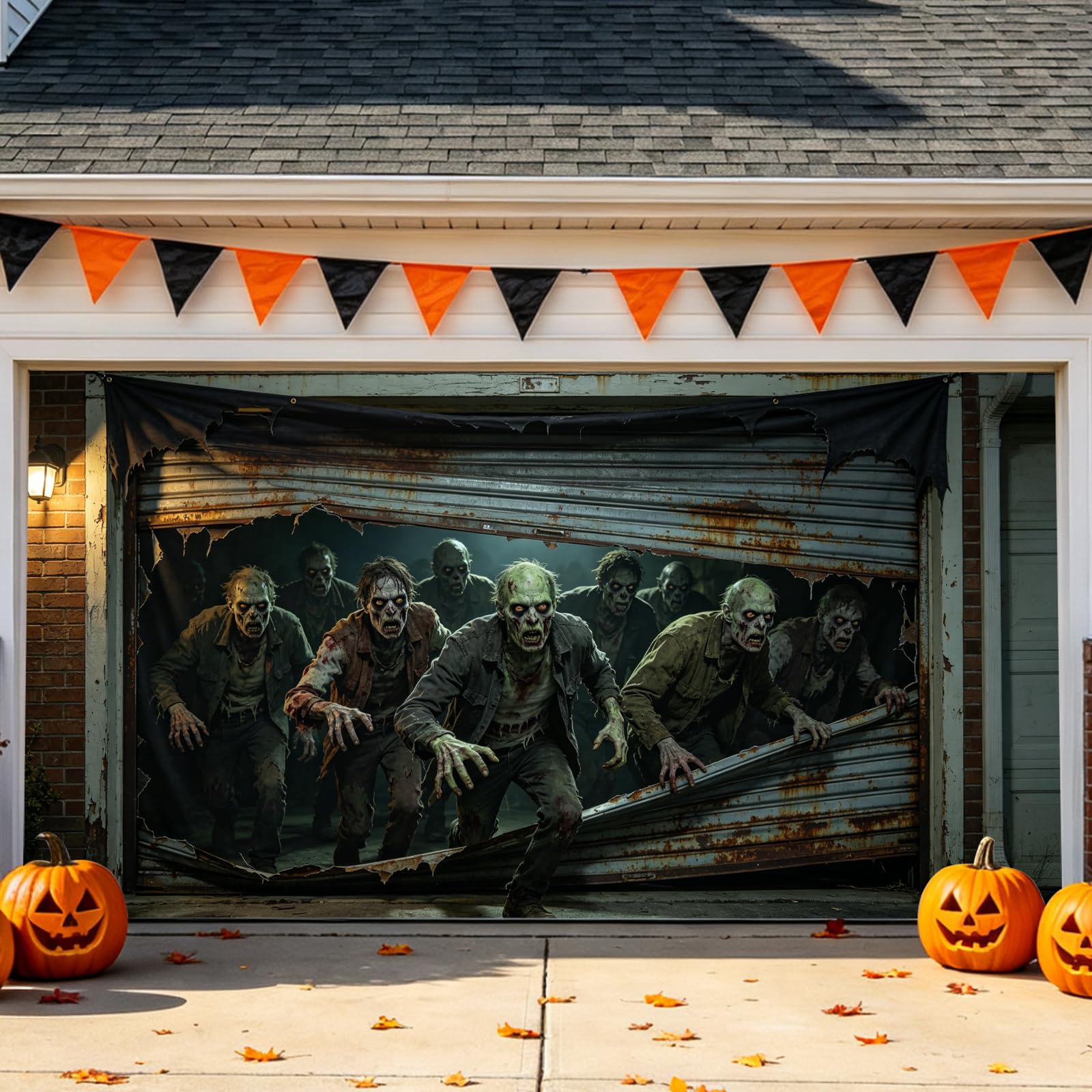 Halloween Garage Door Banner Scary Horror Decorations Outdoor Yard Decor