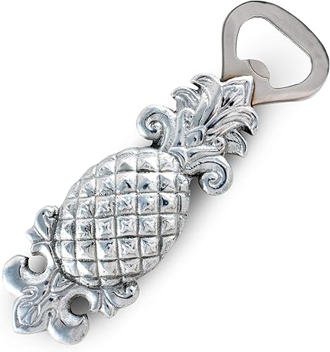 Miniatura 2 de Arthur Court Abrebotellas de cerveza de piña de aluminio 3D duradero, hospitalidad tropical de 6 pulgadas de largo, perfecto para el día del padre,