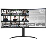 34WR55QK-B 34-inch UltraWide WQHD (3440 x 1440) Curved Computer Monitor, 100Hz, 5ms, HDR10, Reader Mode, HDMI, DisplayPort, USB Type-C, Tilt/Height Adjustable Stand, Black