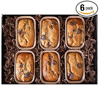 Gourmet Banana Bread by Sweetness Central, Baked Fresh for Each Order, Made with Belgian Chocolate Chips, The Perfect Valentines Day Gifts for Her, Individually Wrapped to Arrive Soft & Moist, 6 Pack