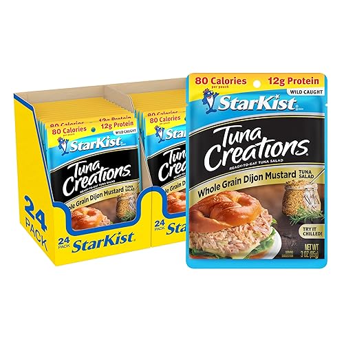 StarKist Tuna Creations, Ensalada de atún con mostaza Dijon de grano entero, bolsa de 3.0 onzas, paquete de 24