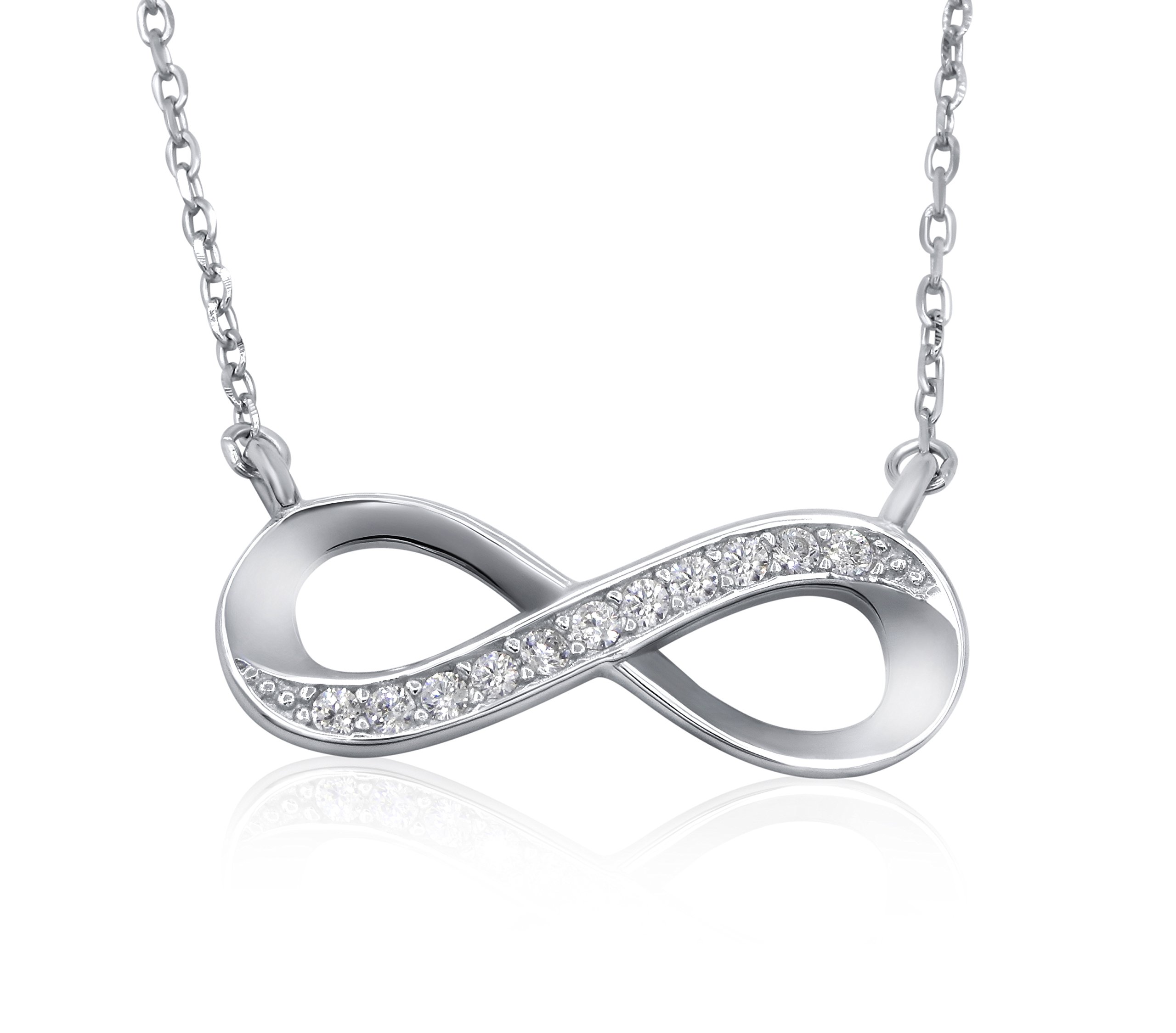 Collar infinity plata de ley 925 11 circonitas 45 cm collar de plata cadena Mujer