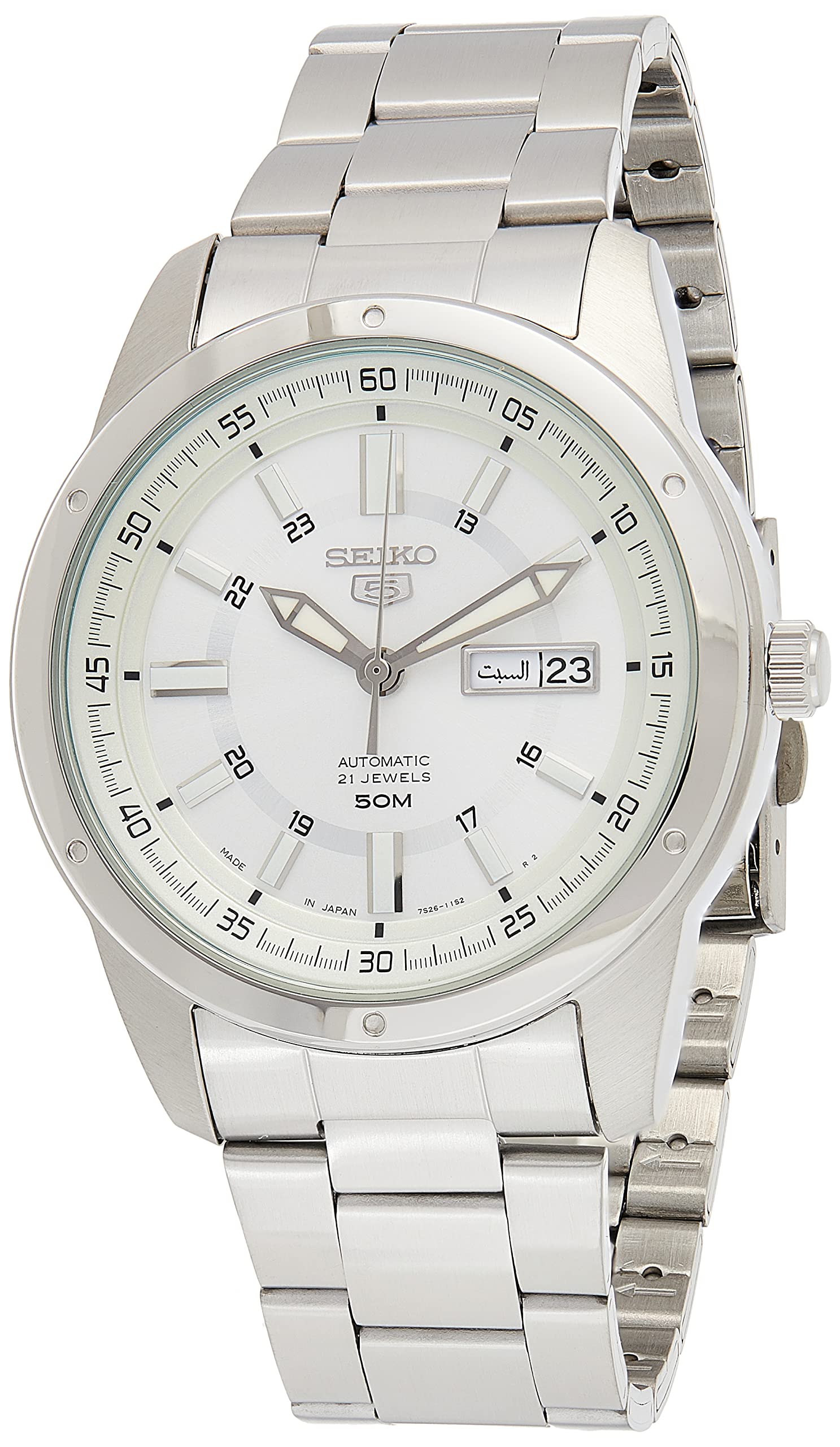 SeikoMen's Automatic Watch With Analog Display And Stainless Steel Strap Snkn09J1, Silver