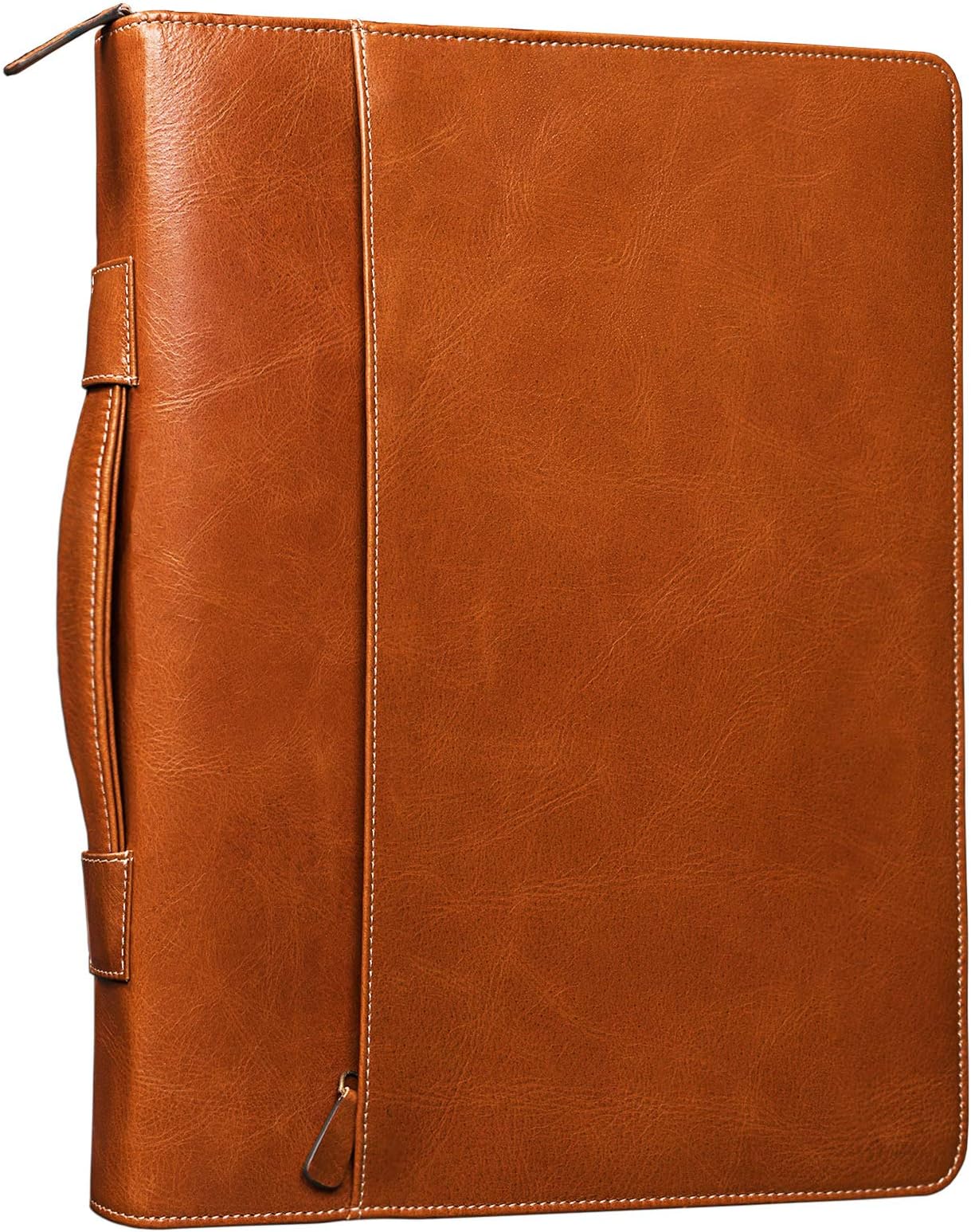 STILORD 'Justus' Vintage Conference Folder with Handle A4 Leather Portfolio Document Folder Sophisticated Vintage Design fit for 13,3 MacBooks Genuine Leather, Colour:Cognac/Brown
