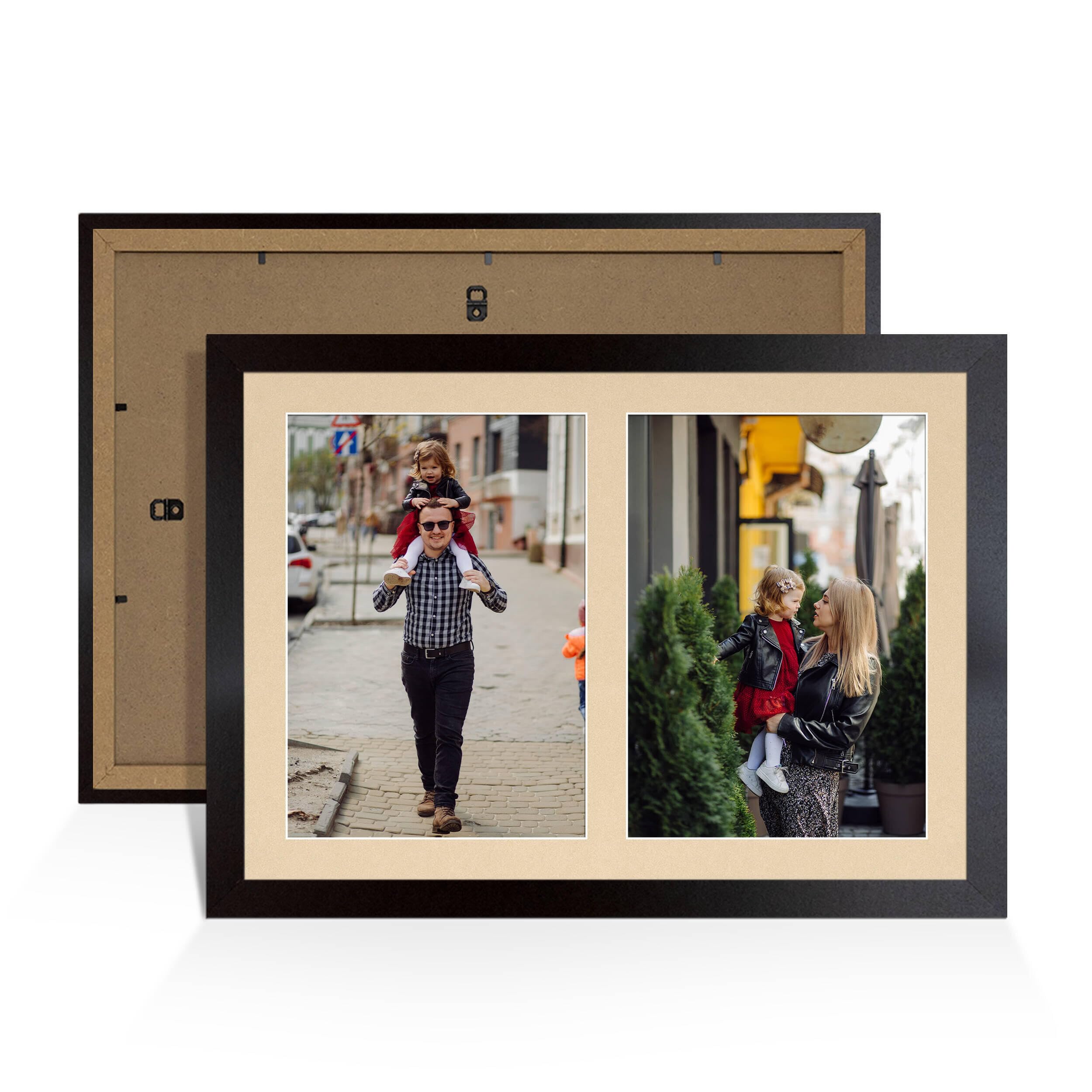 Alison Kingsgate Matte Black 20x14 Photo frames for multiple pictures -2 Apertures Collage Frame with Ivory Mount - Holds (2x) A4 Photos - Engineered Wood & Perspex โ image 1