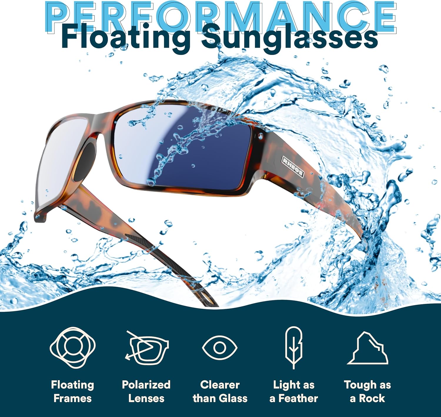 Rheos Biscayne Floating Polarized Sunglasses | 100% UV Protection | Boating & Fishing | Water Sports | Anti-Glare
