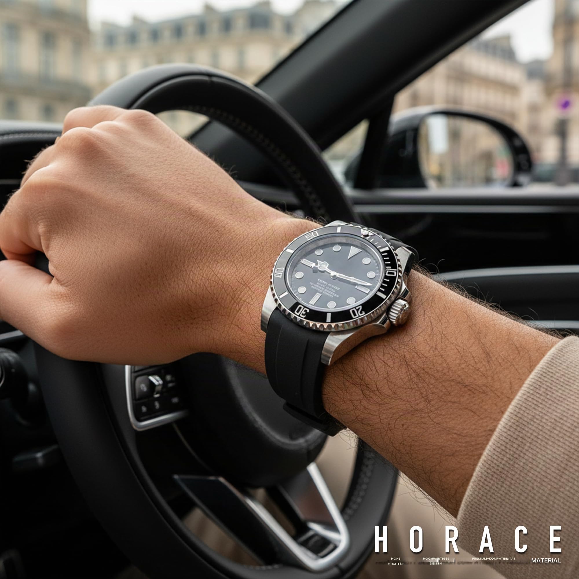 HORACE Uhrenarmband 20 mm aus Premium FKM-Kautschuk – Weich, Wasserdicht & Langlebig – Kompatibel mit Rolex Submariner 40mm