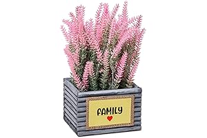 Artificial Lavender Flowers in a White Wash Rattan Pot