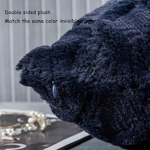 Miniatura 6 de JUSPURBET Juego de 2 fundas de almohada decorativas de felpa lumbar de doble cara de 12 x 20 pulgadas, fundas de almohada lujosas y suaves color