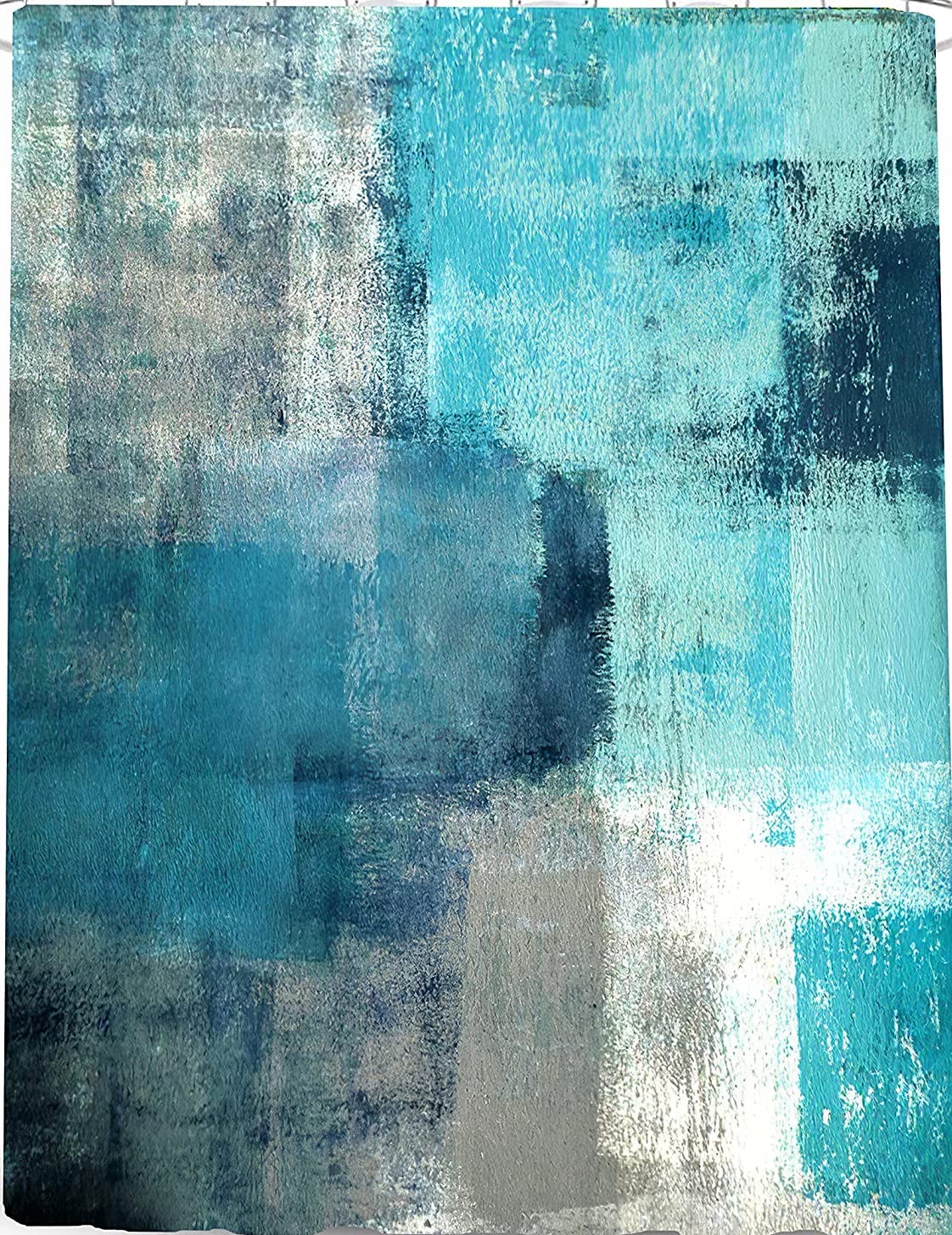 Blue Green and gray Shower Curtain Teal Waterproof Bathroom Bathtub Fabric Bathroom Shower Curtain With Navy blue curtain grey 60x72"(W*H)