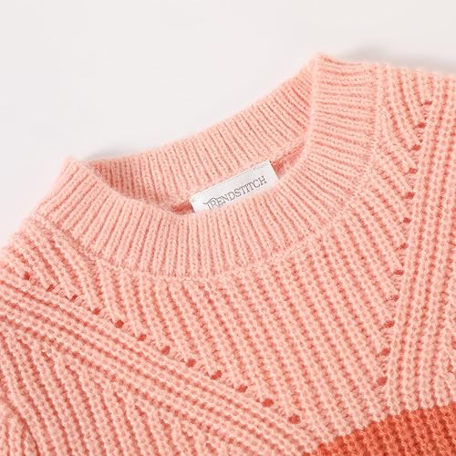 Miniatura 4 de TRENDSTITCH Suéteres de punto de manga larga con cuello redondo para niñas, suéter de otoño e invierno
