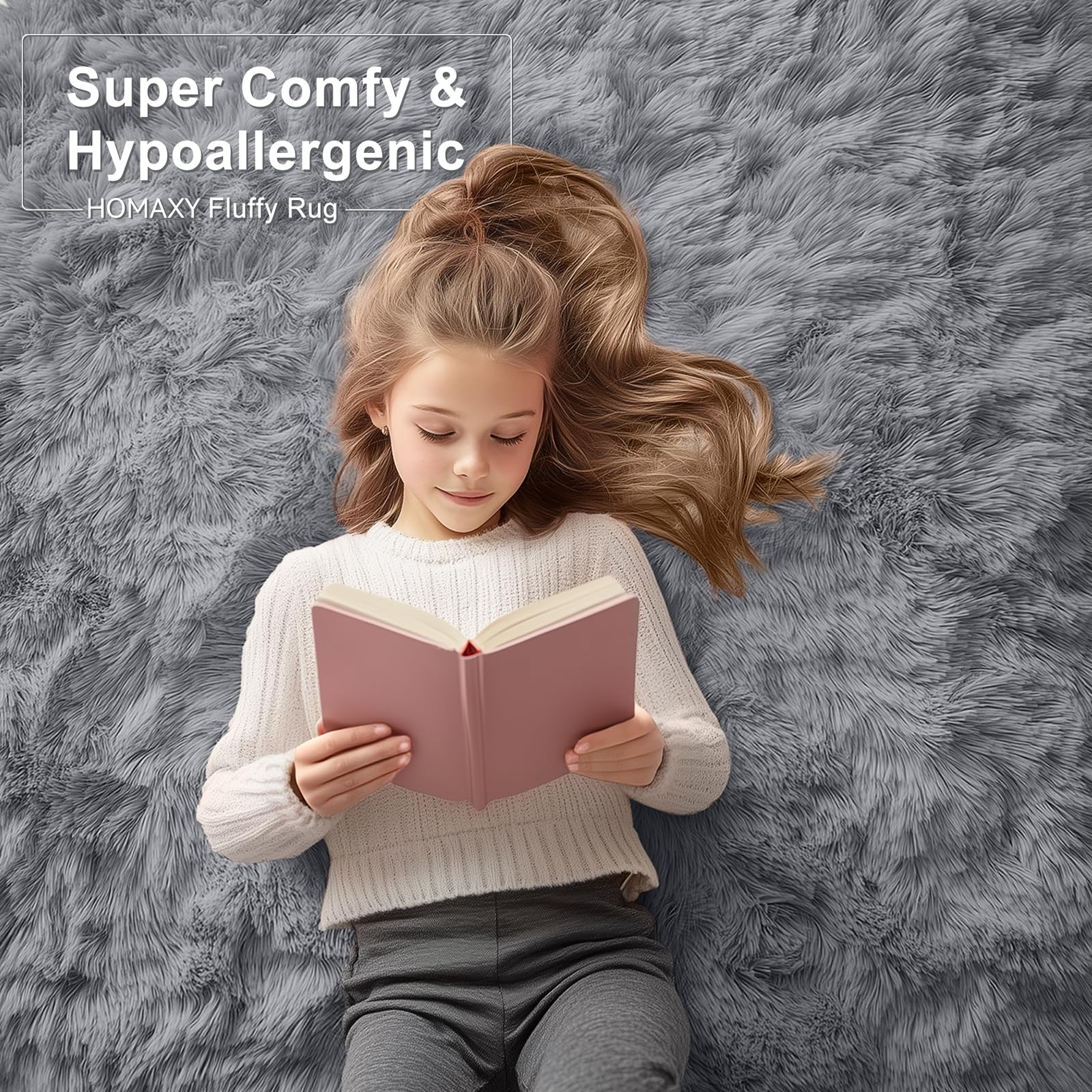 Homaxy Fluffy Shaggy Rugs Living Room, Soft Thick Pile Carpet - Image 2