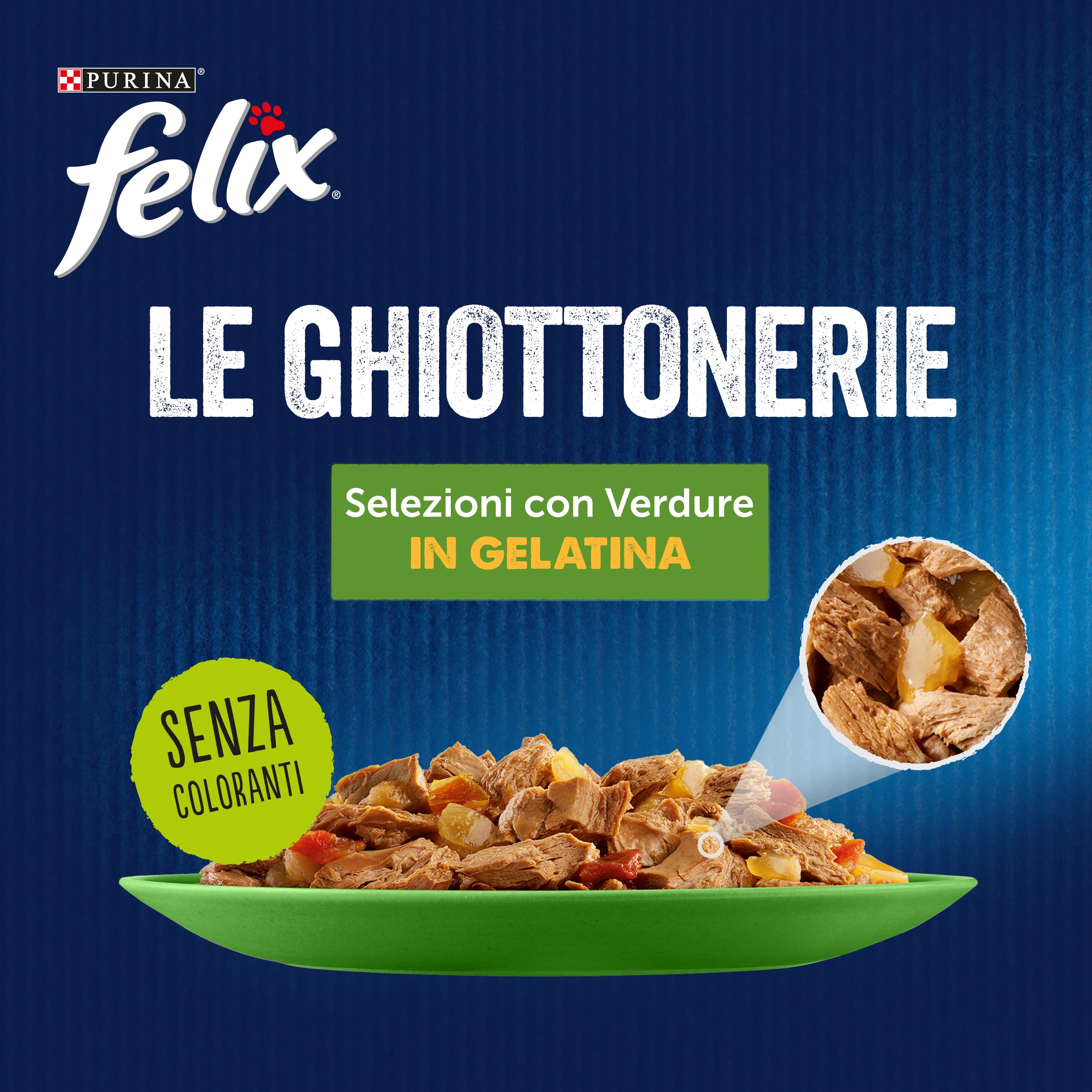 Purina Felix Le Ghiottonerie Cibo Umido per Gatti con Manzo e Carote e con Pollo e Pomodoro, 48 buste da 85g