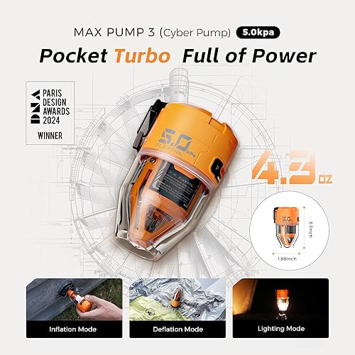 Miniatura 3 de FLEXTAILGEAR Max Pump 3 Air Pump for Inflatables, 5Kpa Portable Air Pump, 500Lmin Air Mattress Pump with Camping Light, Electric Pump for Inflatable