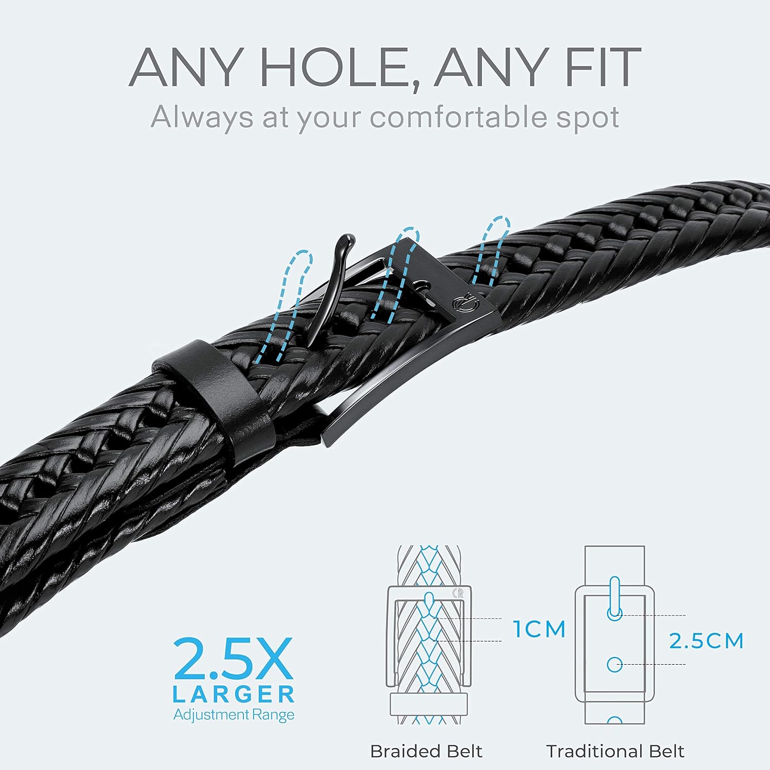 CHAOREN Leather Braided Belts for Men - 1 1/8" Mens Casual Woven Leather Belt for Dress Pant - Image 3