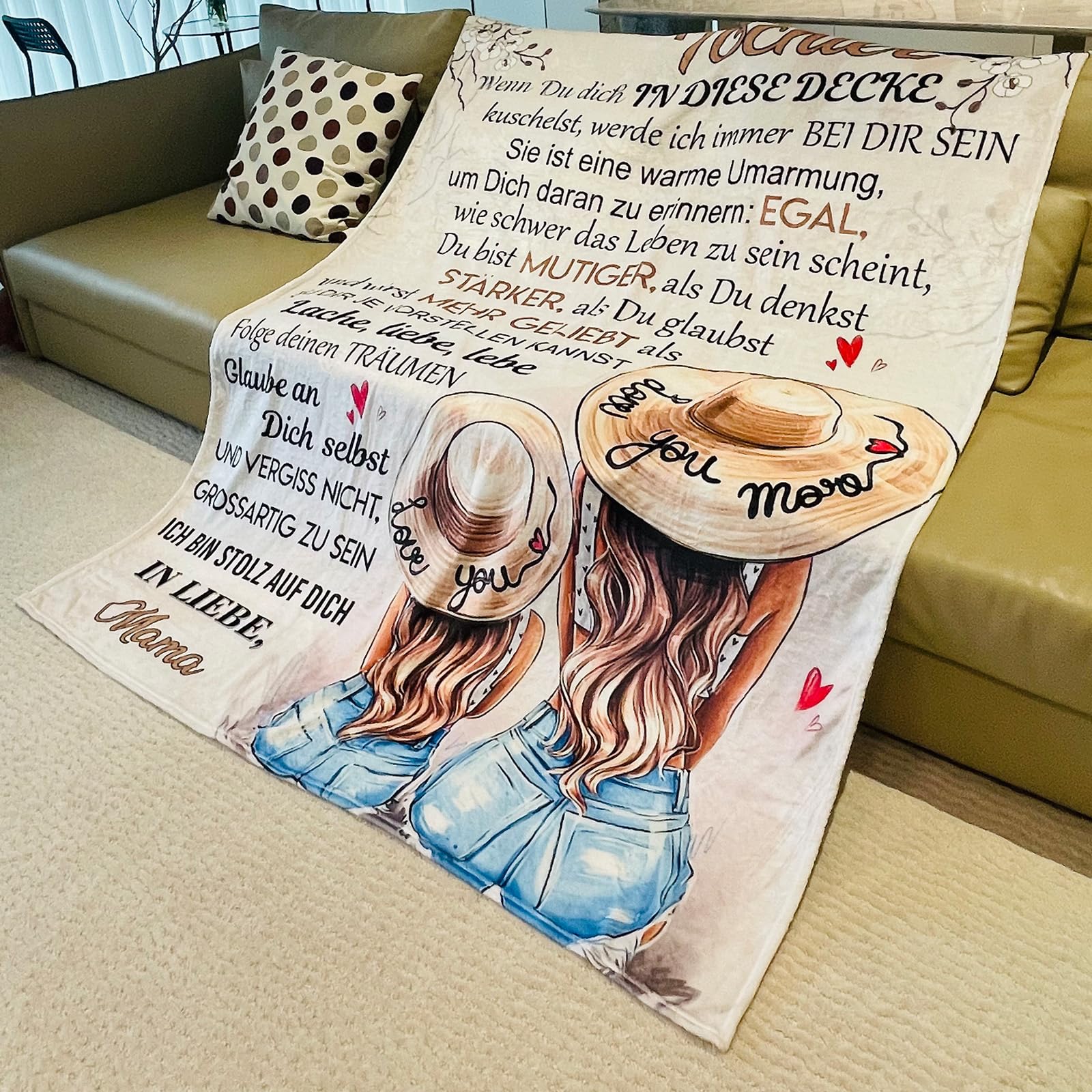 Kuscheldecke für Meine Tochter, Kuscheldecke für Tochter von Mama, Mutter Tochters Decke mit Spruch Deutsch, Flanelldecke, Brief Gedruckt Decken Geschenke für Weihnachten Geschenke zum Schulabschluss