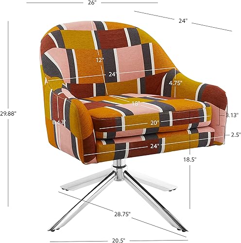 Miniatura 2 de Linon Tapicería Shawnee multicolor y silla giratoria con base cromada