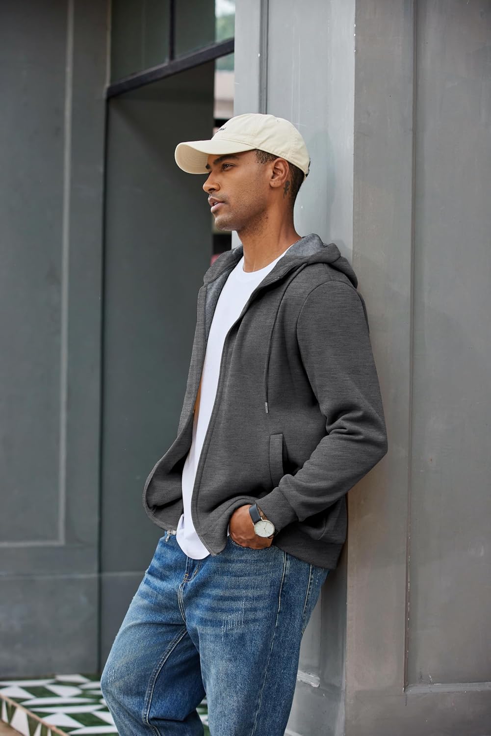 Men Full Zip Hoodie Fleece Zipper Sweatshirt Casual Hooded Jacket image 4