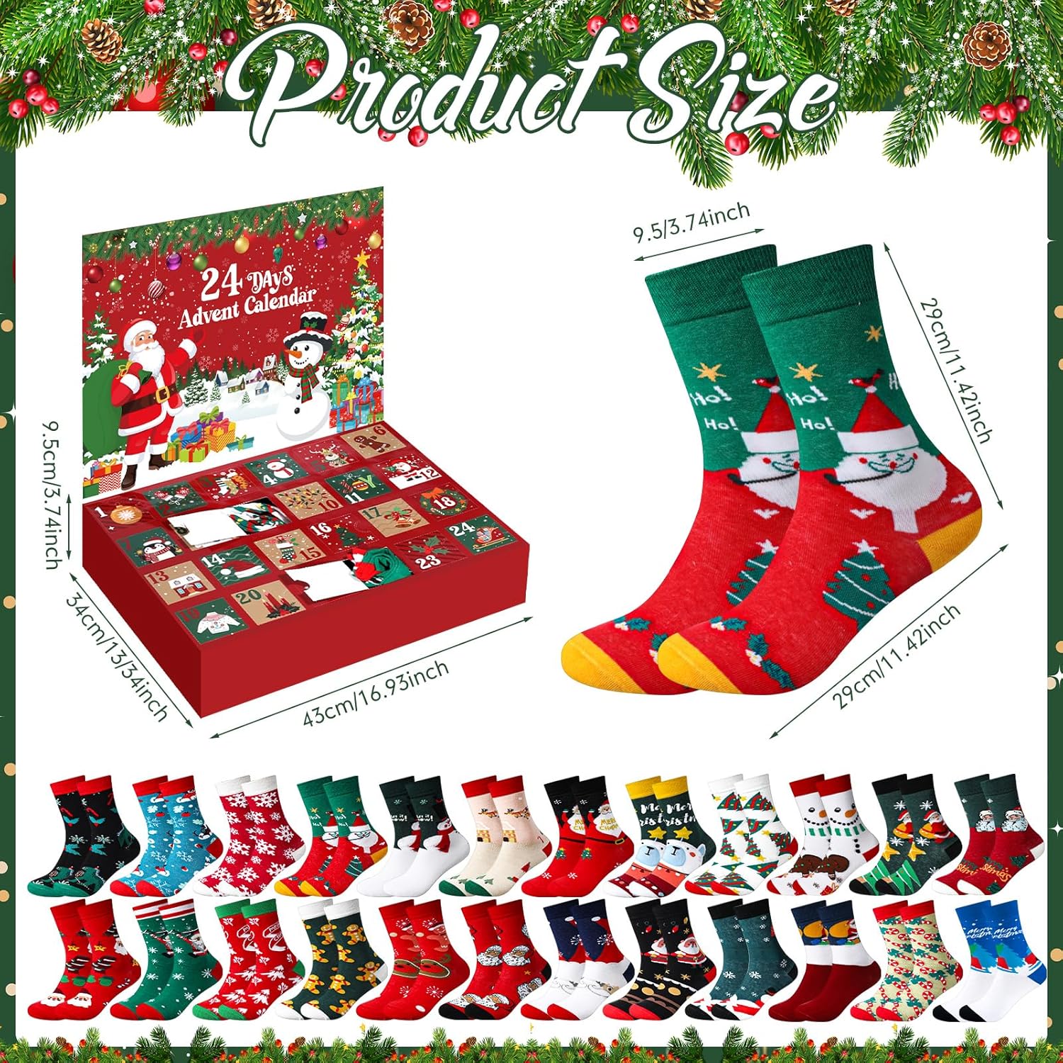 Berlune 24 Pairs Christmas Sock Advent Calendar 2025 Unisex Christmas Warm Socks 24 Days Countdown Gift Xmas Party Favors for Women Men Adults (Knitted) - Image 2