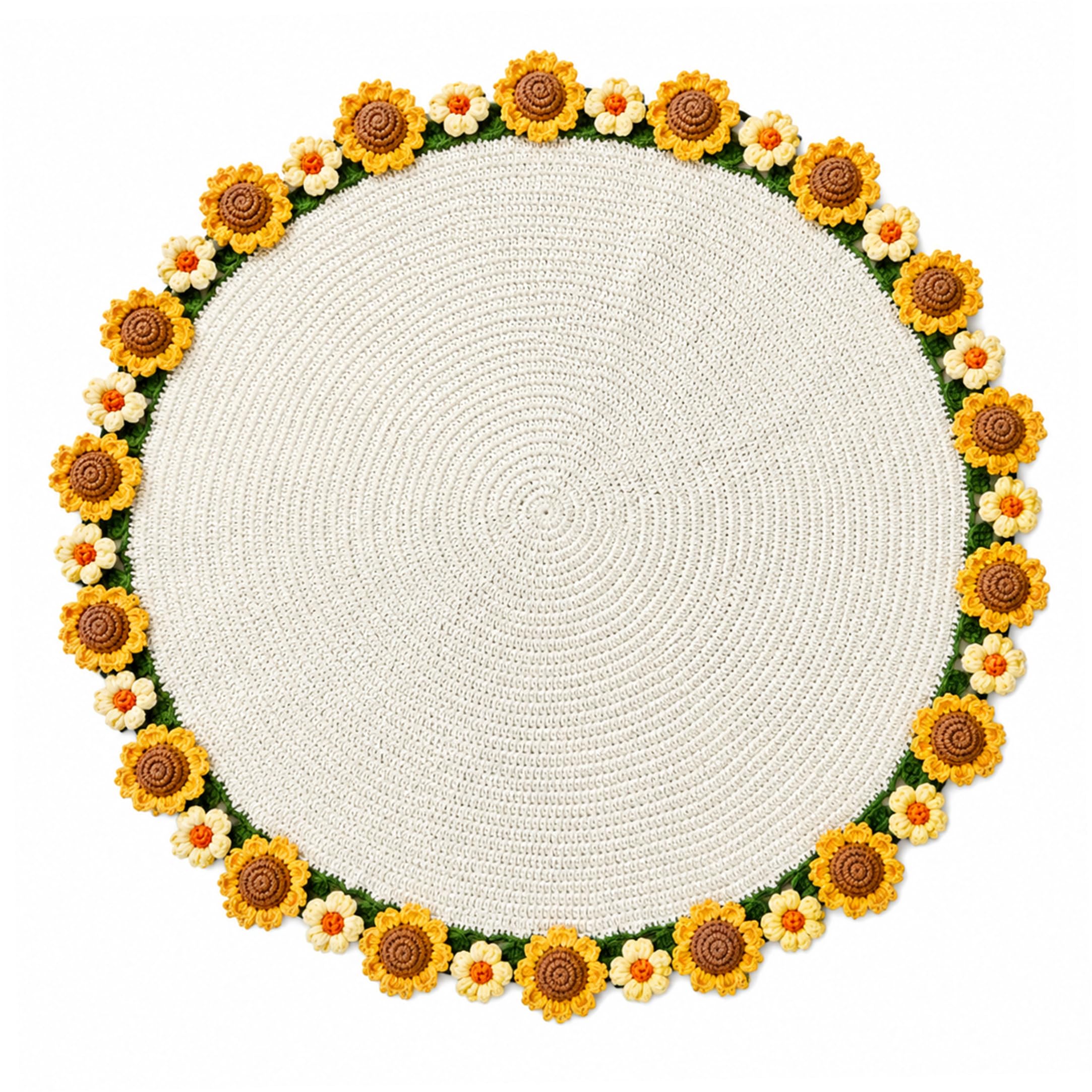 Monwssoe Throws, Sunflower Blanket, Daisy & Sunflower Bouquet Blanket, Hand-woven Floral Decor Throw Blankets, 23.62 Inch Diameter