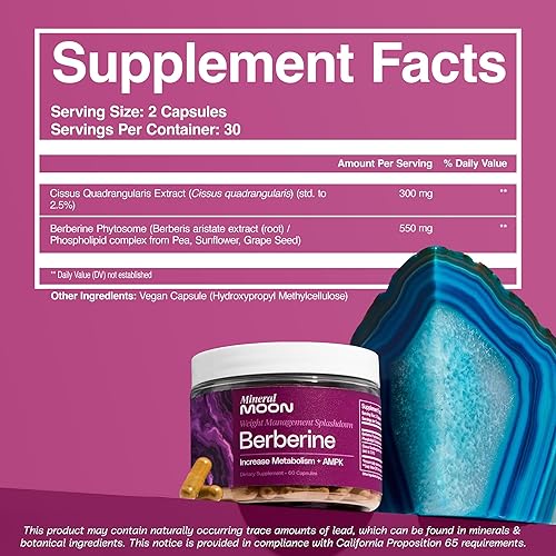 Miniatura 2 de Suplemento de berberina de composición corporal con Cissus Quadrangularis y fitosoma de berberina - Apoya el bienestar general - 60 cápsulas