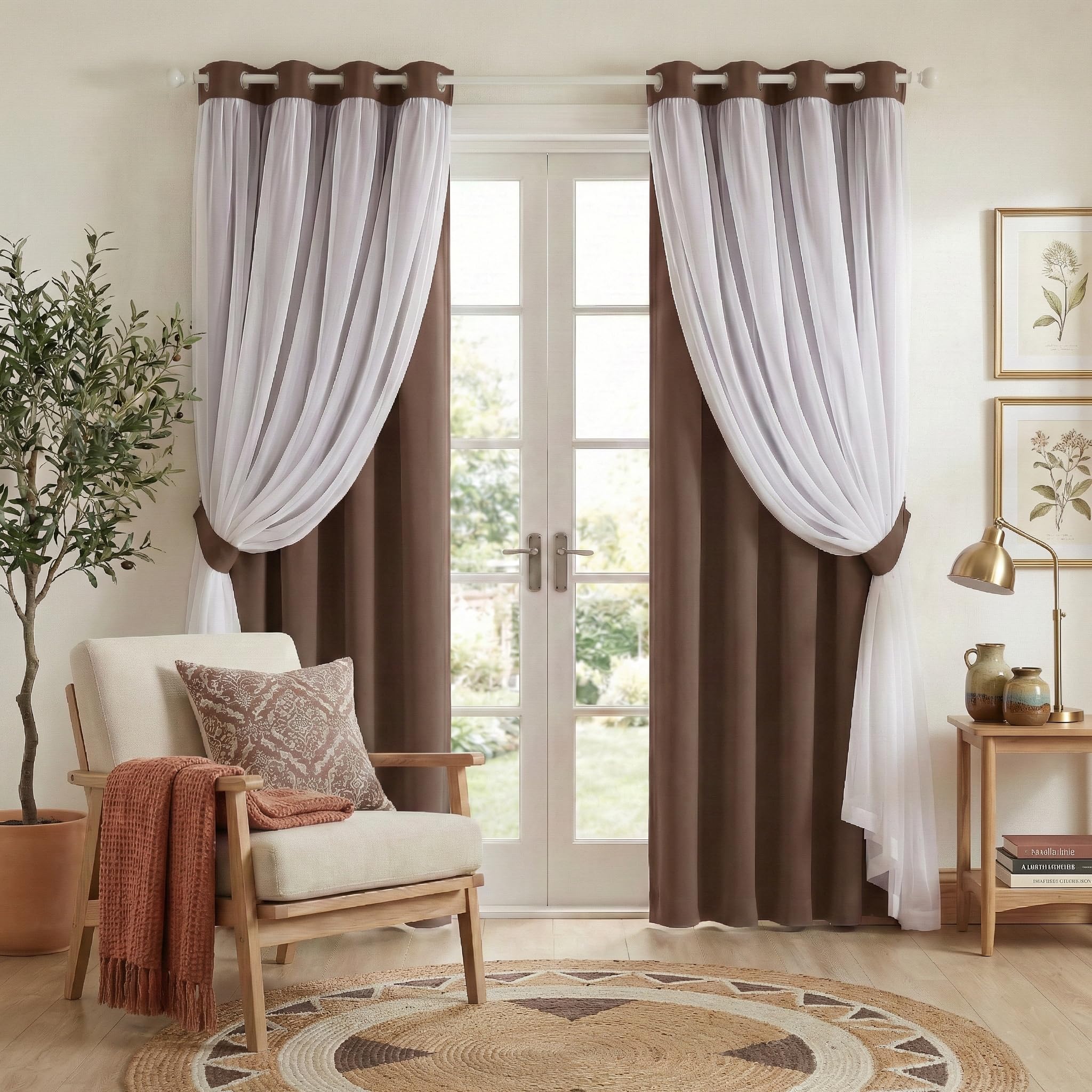 PONY DANCE Window Curtains &amp; Drapes, 52 W x 84 L in, Mocha, 2 PCs