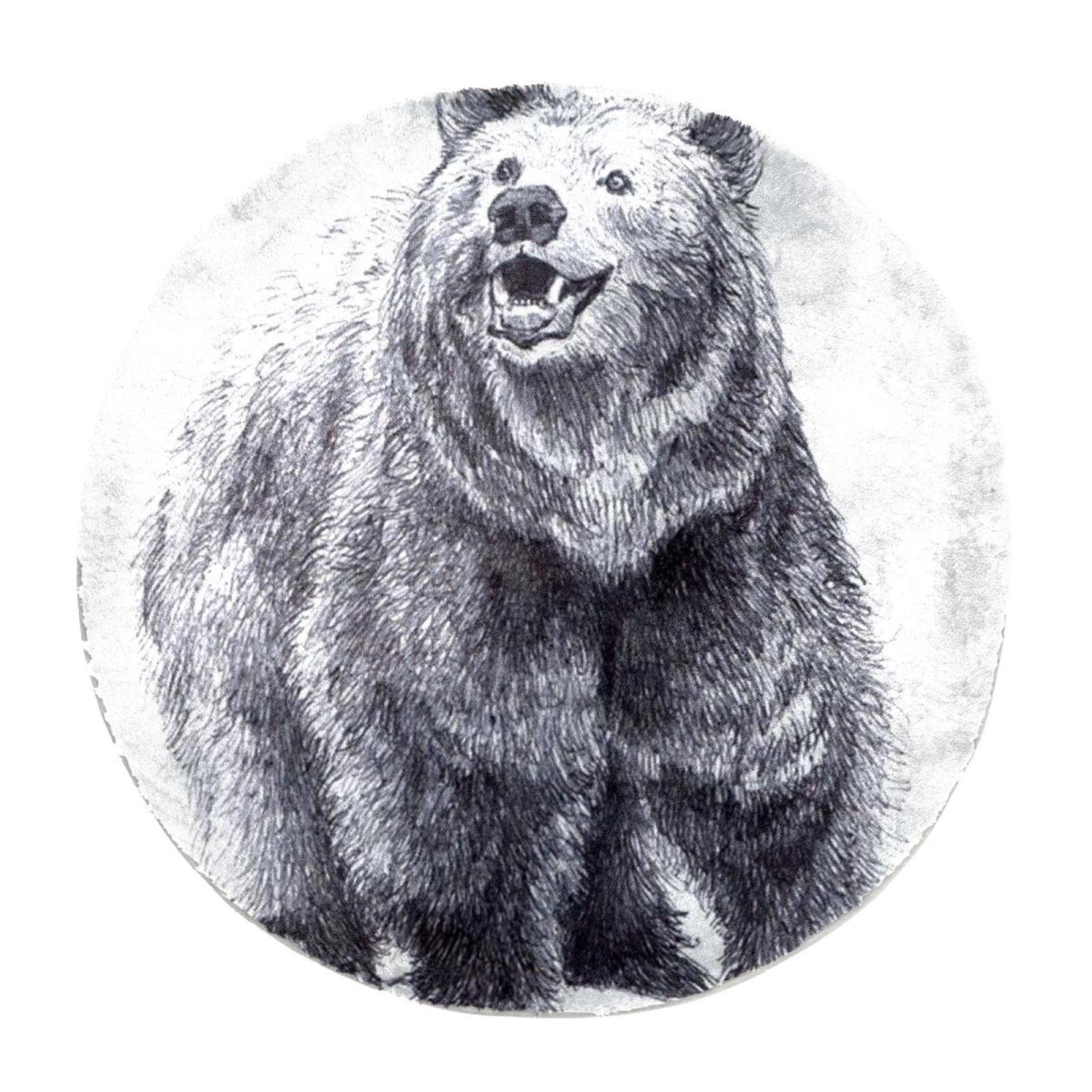 Tapis de chambre Painting Bear rond en fourrure pour éviter les glissades au salon