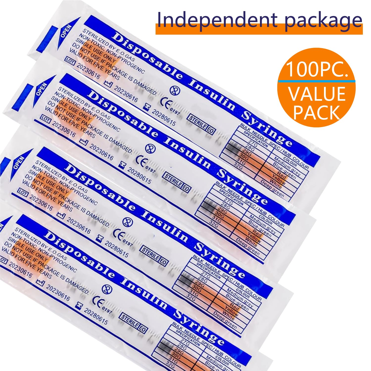 Confezione da 100 forniture da laboratorio da 1 ml/cc 31 Ga, confezione singola